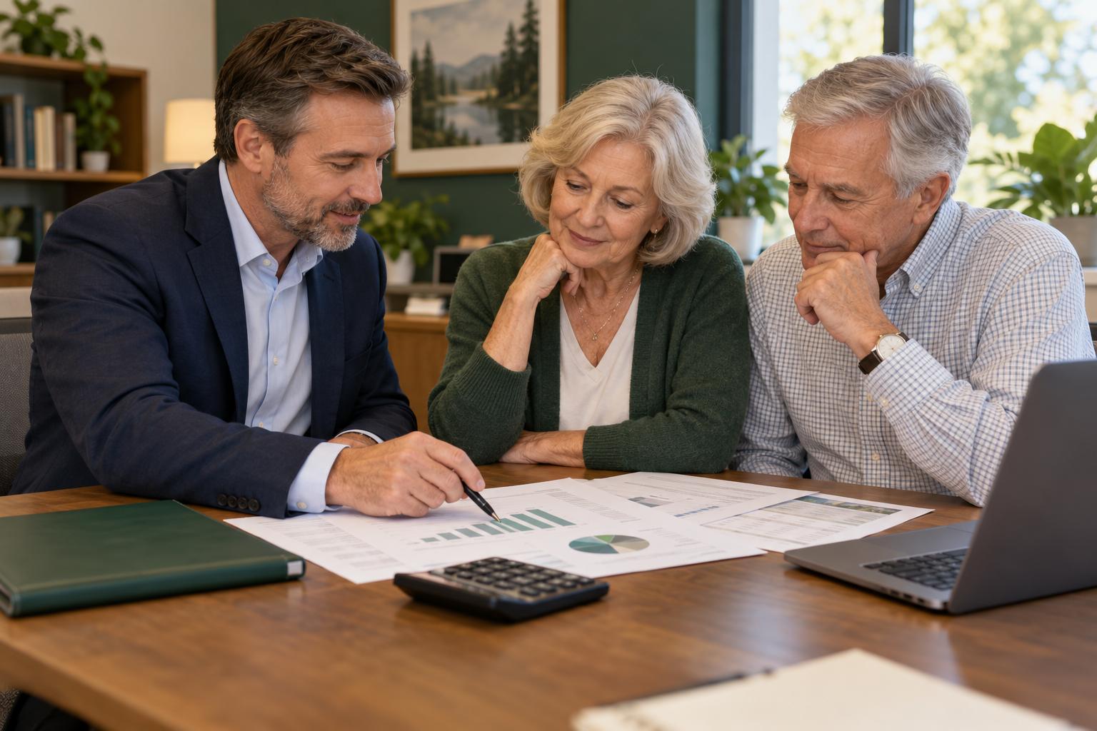 Advisor reviewing coverage options with a retired couple
